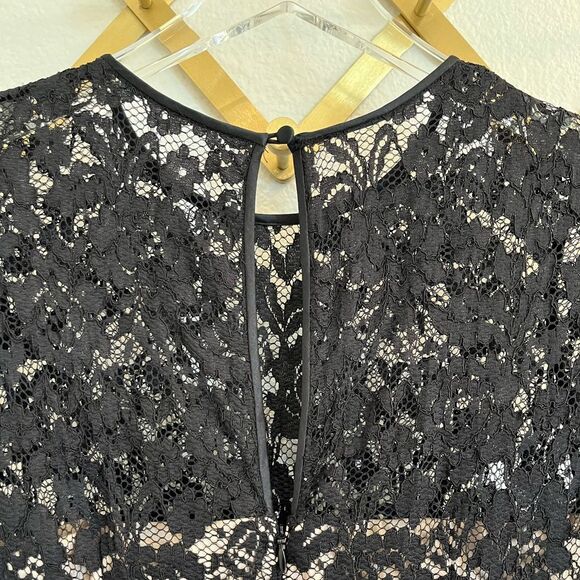 Maggy London Black Lace Illusion Midi Cocktail Dress 4 - Picture 3 of 5